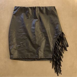 leather mini skirt with fringe detail